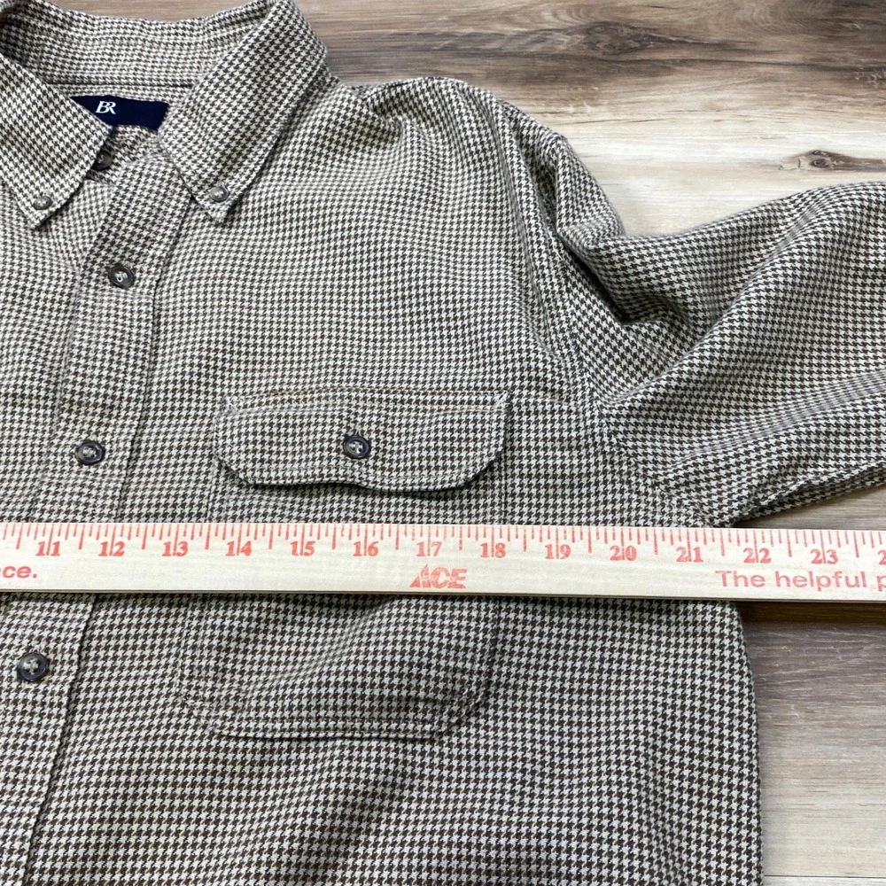 Banana Republic Flannel Shirt Mens L Houndstooth Expedition Cotton Standard Fit